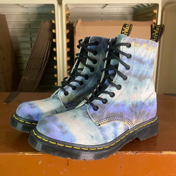 DR MARTENS Women's Size 8 Pascal Tie Dye Leather Combat Boots 27242 - Picture 1 of 10